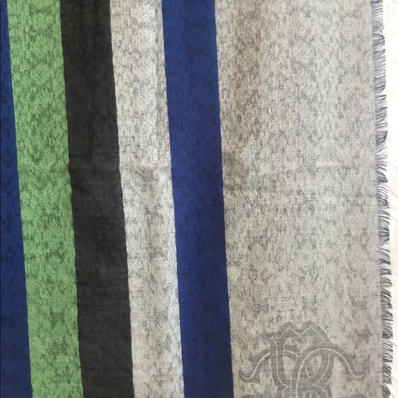 Roberto Cavalli Green, Black, Blue, and Gray Scarf